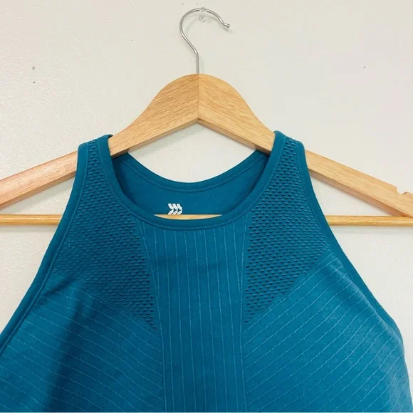 NWT All in Motion Teal Blue High Neck Cut Out Sports Bra Large - Picture 2 of 9